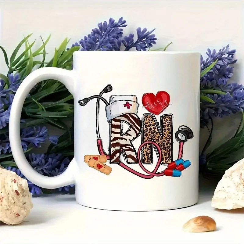 11oz Oncology Nurse Ceramic Mug - Hope & Support Themed Coffee Cup with Ribbon, Pill Capsule, and Dove Design - Perfect Gift for