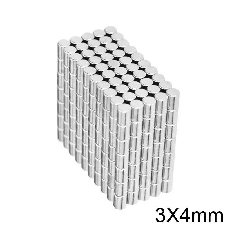 50~2000pcs 3x4 N35 Super Strong Cylinder Rare Earth Magnet 3mm*4mm Round Neodymium Magnets 3x4mm Mini Small Magnet disc 3*4 mm