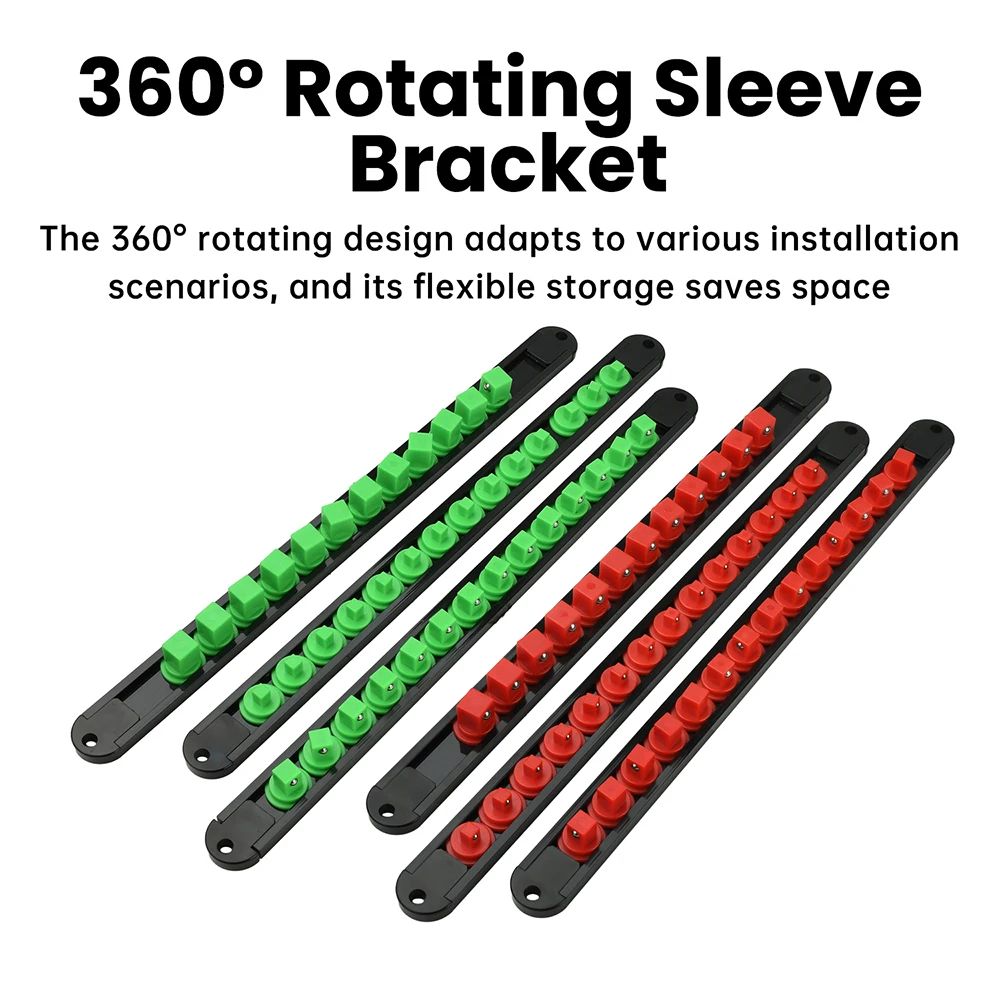 1/4 3/8 1/2 Premium Socket Clip Rail Holder Socket 360° Swivel Socket Organizer Sliding Stand Sleeve Rail Rack Tools