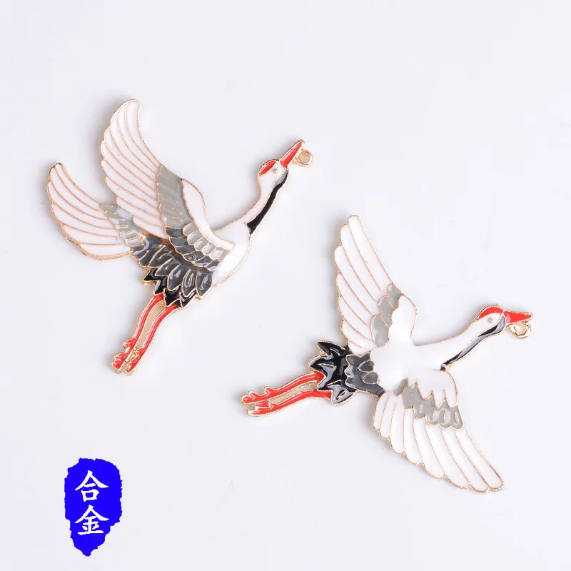 New Alloy Drip Oil Imitation Burnt Blue Cloisonne Crane White Crane Spreading Wings Hairpin Hairpin Accessories Materials