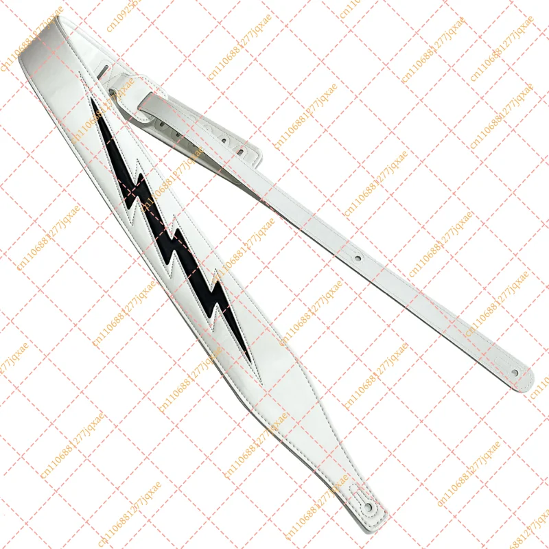 Leather Guitar Strap with Lightning Pattern, Comfortable Acoustic Electric & Bass Guitar Strap