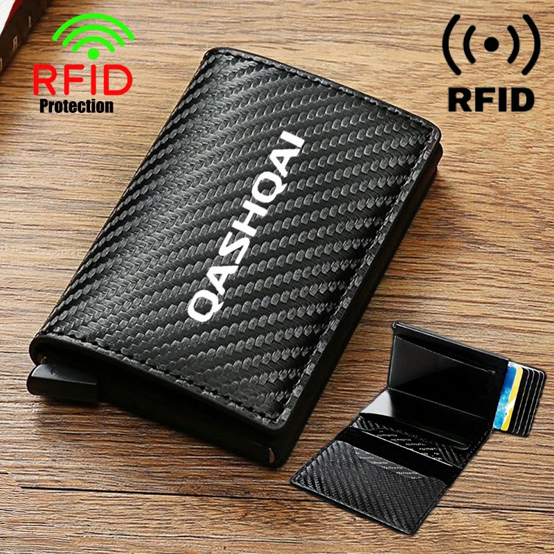 

Anti Thief Rfid Credit Card Carbon Fiber Leather PU Men Wallet Gifts For Nissan Qashqai j10 2013 2017 2011 2014 J11 2022 2025