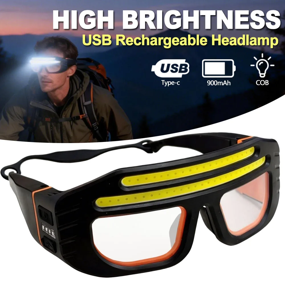 

Портативный налобный фонарь, ультраяркий COB LED-фонарь, рабочий фонарь для активного отдыха, езды на велосипеде, кемпинга, походов, налобный фонарь для использования без рук