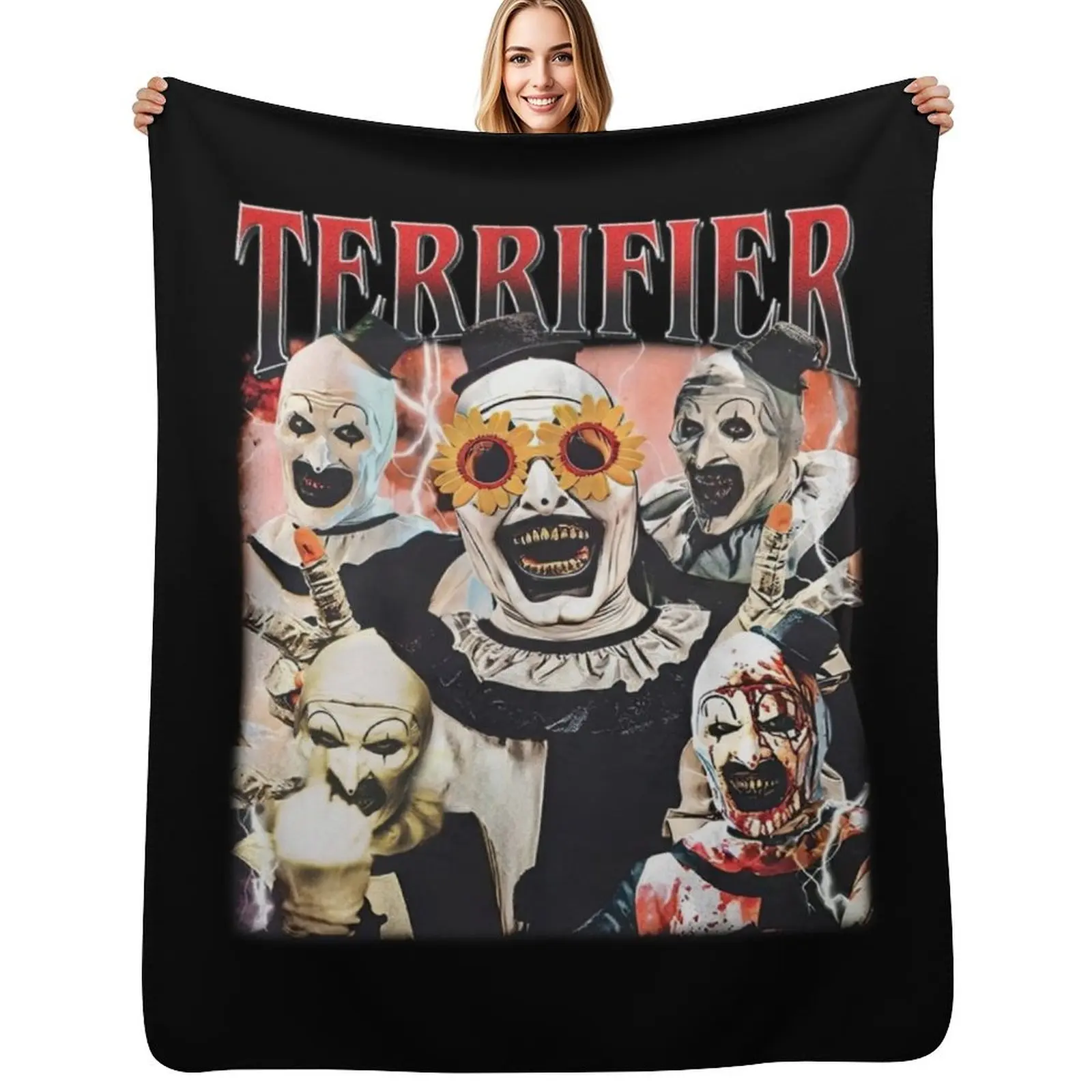 Couverture de voyage douillette format voyage, style t-shirt vintage Terrifer, pour avion et train