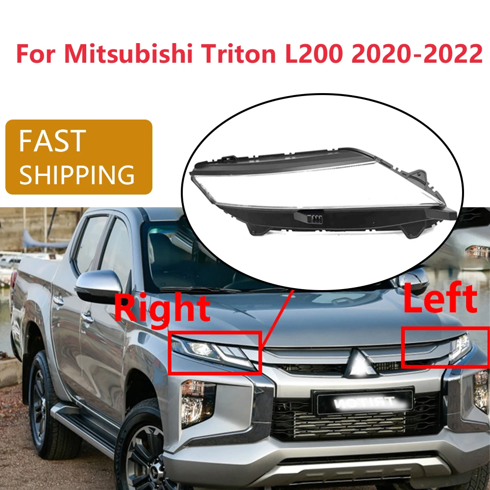 

For Mitsubishi Triton L200 2019-2022 Car Front Headlights Cover Waterproof Transparent Mask Lamp Clear Car Light Glass Shell