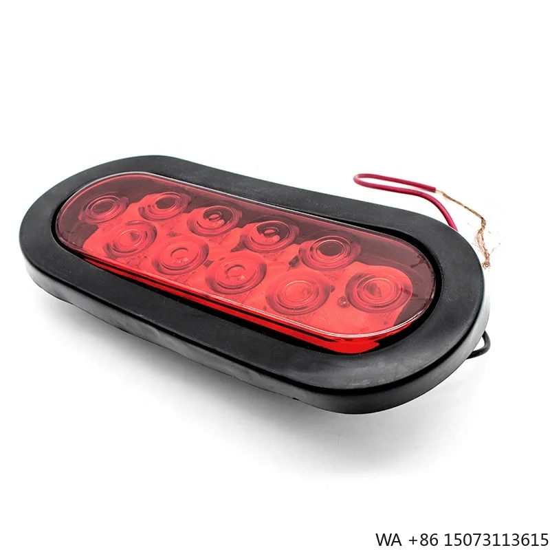 10 LED Oval Side Light for Trailer Truck Flush Mounted 3-Pin Waterproof Plug with Sealed Wires