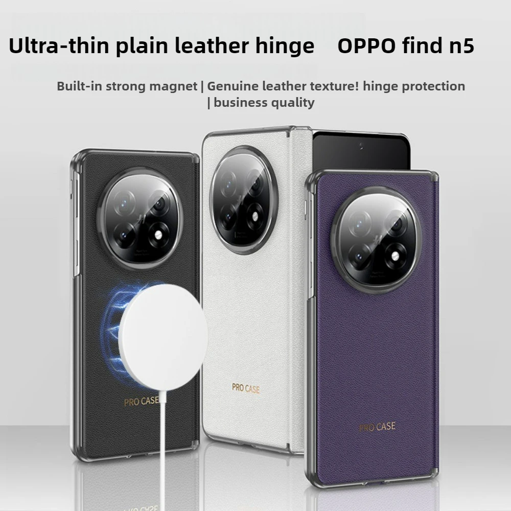

For OPPO Find N5 Magsafe Case Luxury Built in Magnetic High-quality Frosted Leather Folding Hinge Shockproof Back Cover No Film