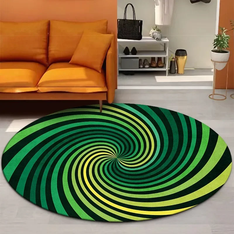 Vibrant Psychedelic Spiral Round Area Rug - Colorful Hypnotic Design for Living Room Decor