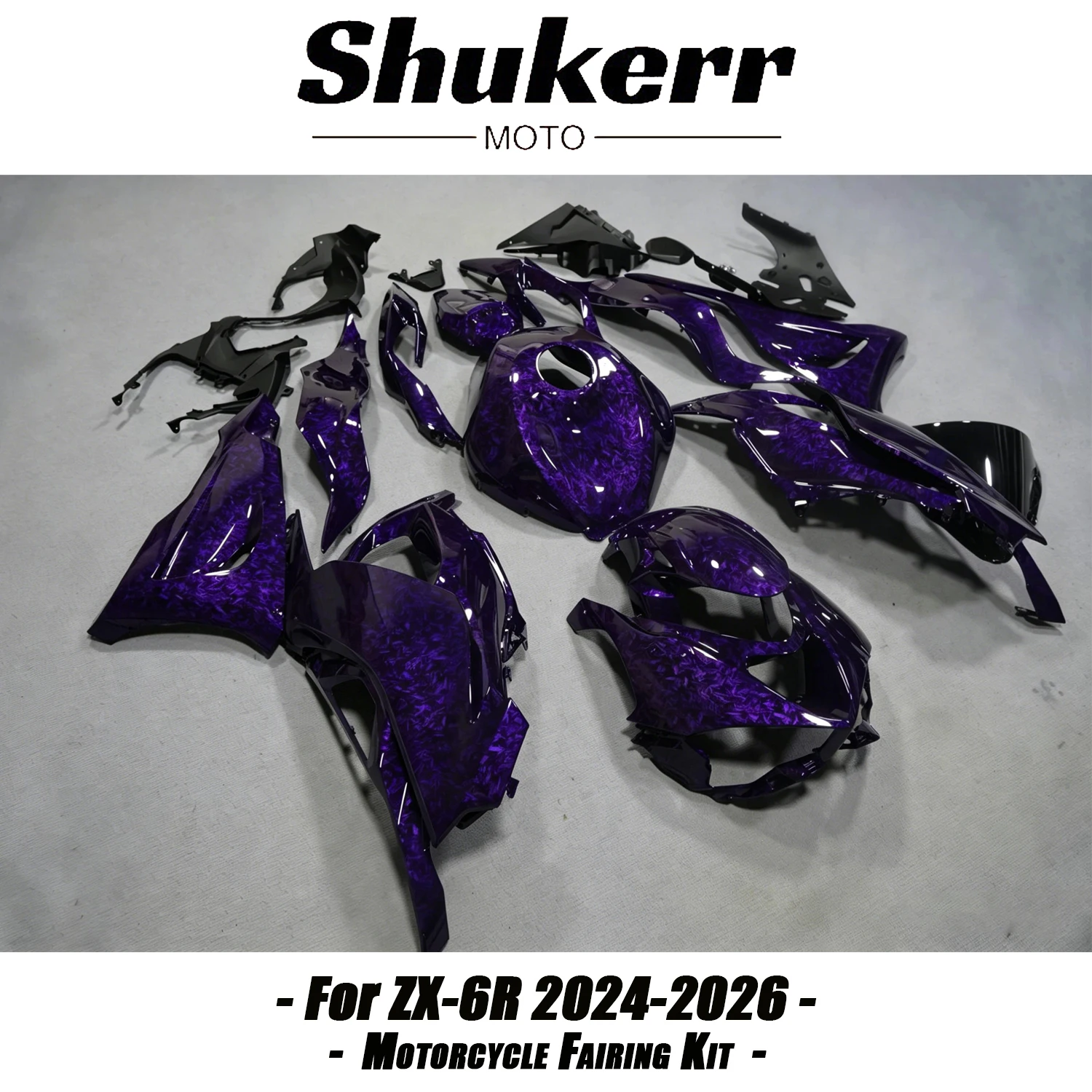

Fit for Kawasaki Zx-6R Zx6R 2024 - 2026 Zx636 Forged Carbon Fiber Purple Plastics Fairing Kit Injection Mold Bodywork Panel Kit