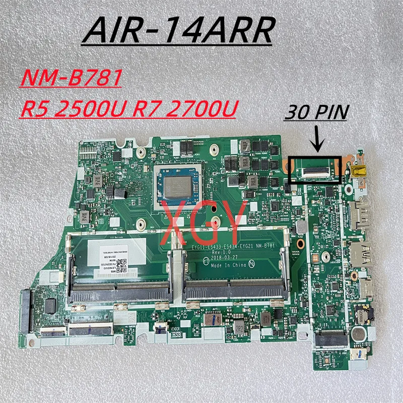 For Lenovo AIR-14ARR Laptop Motherboard 5B20R41623 5B20R47699 EYG11 ES433 ES434 EYG21 NM-B781 R5 2500U R7 2700U 100% Test Ok