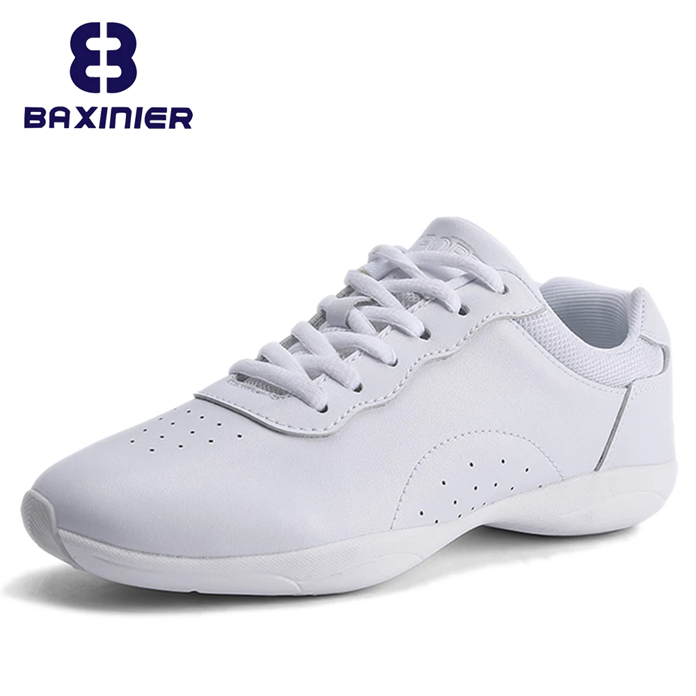 BAXINIER-Sapatos leves para meninas, sapatilhas cheer, sapatilhas de competição cheer, treinamento infantil, dança, tênis para crianças, branco