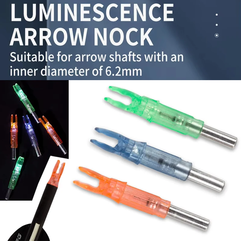 LED Lighted Arrow Nocks 6.2mm Clear Plastic Button On/Off Lithium Battery for Carbon Shaft Compound Recurve Bow Hunting