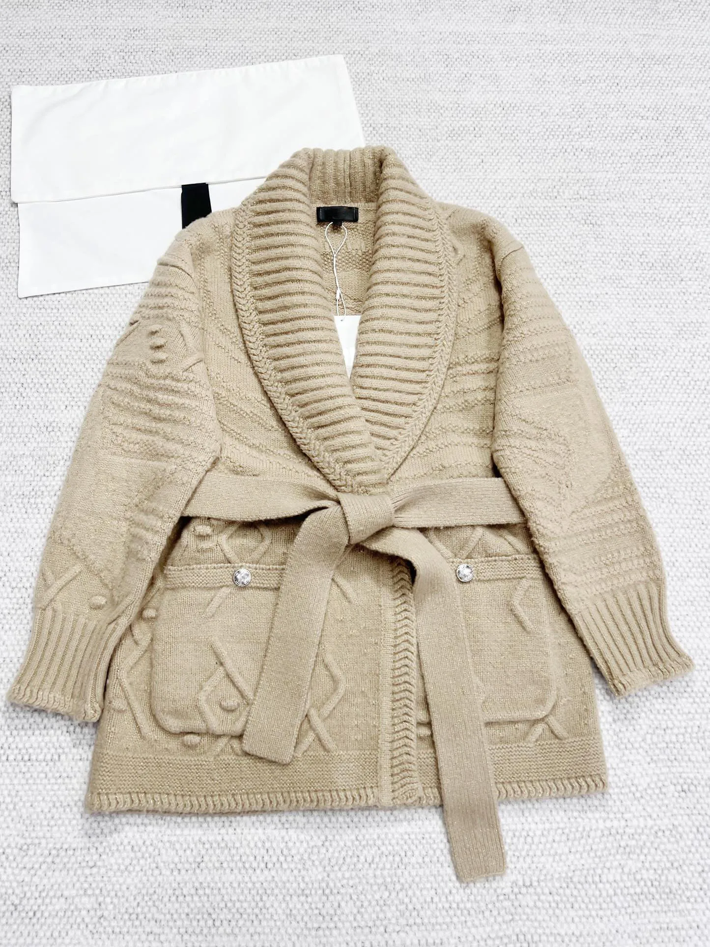 lace-up heavyweight cardigan jacket