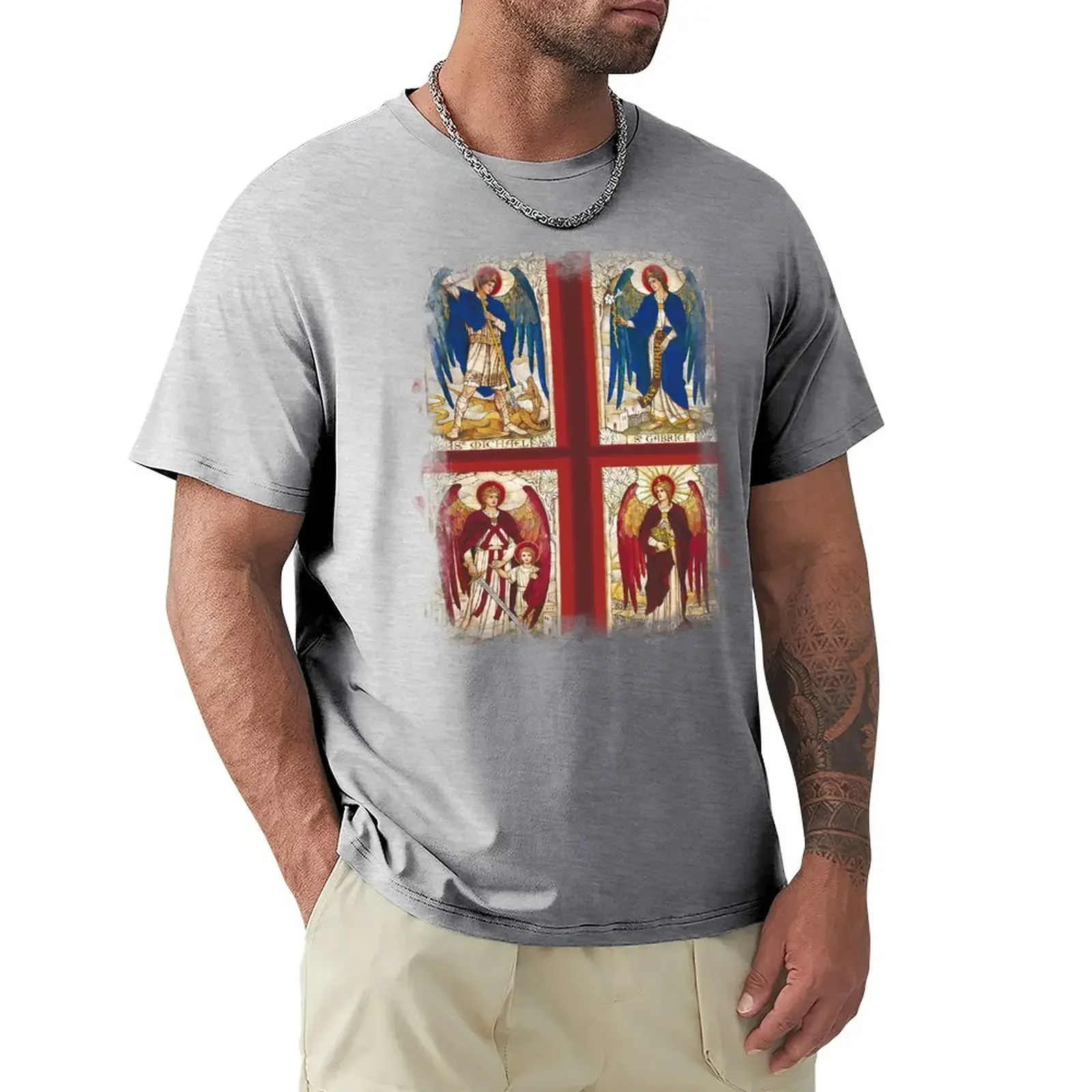 St MIchael Gabriel Raphael and Uriel Archangel Angel Saint T-Shirt plus size tops boys whites sublime mens workout shirts 2024