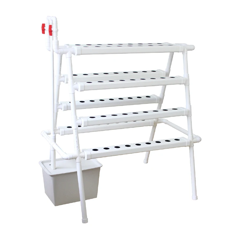 Grande ferme verticale d'intérieur, 72 trous, structure en PVC, couverture en feuille de polycarbonate, système de culture hydroponique
