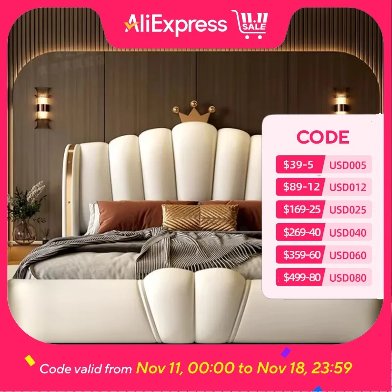 

Nordic High End Double Bed Frame King Size European Modern Queen Bed Frame White Aesthetic Camas Matrimonial Bedroom Furniture