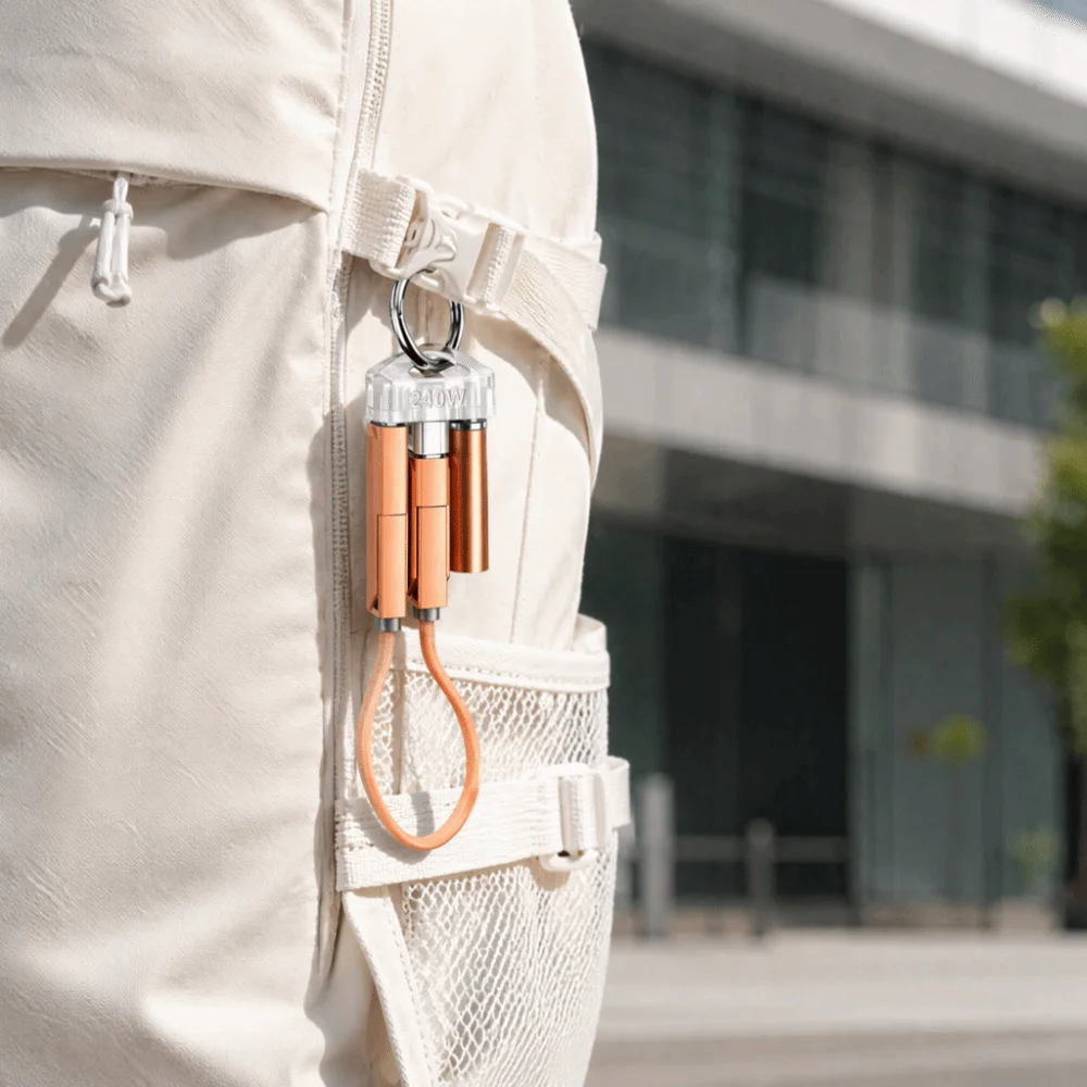 4 in 1 240W Keychain 240W Type C PD Fast Charging Cable with Portable Cord Fast Charging Portable Fast Charging Cable Laptop
