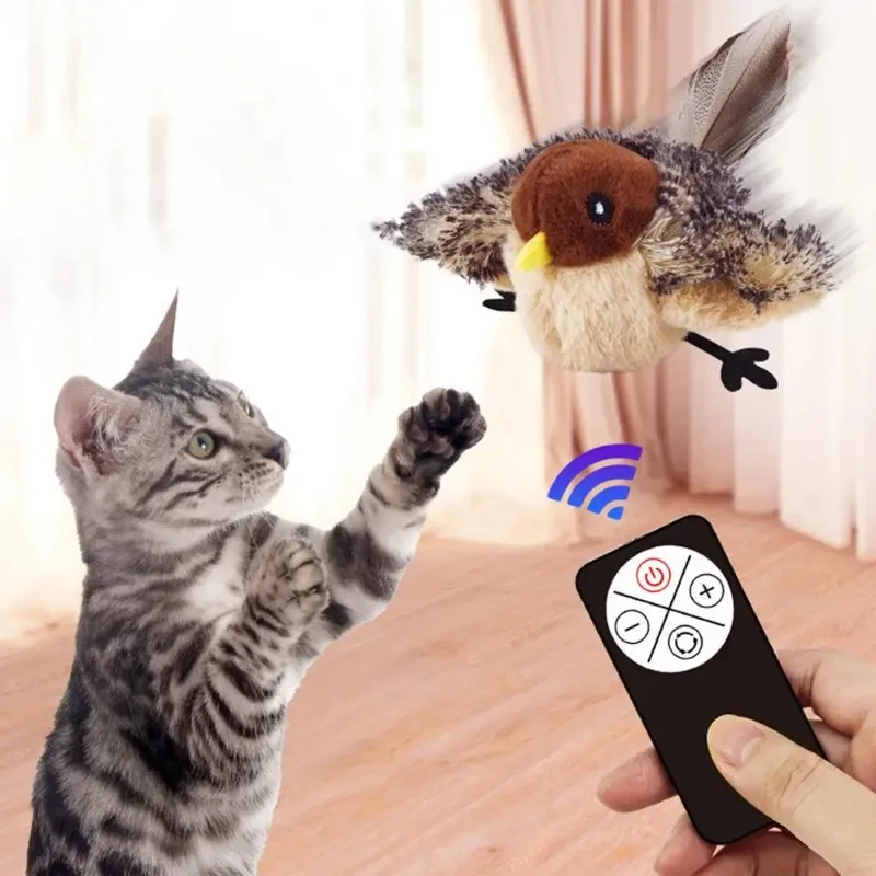 

Cat Supplies Interactive Cat Toys Rechargeable Flying Chirping Flapping Bird with 3 Levels Adjustable with Remote Toys for Cats