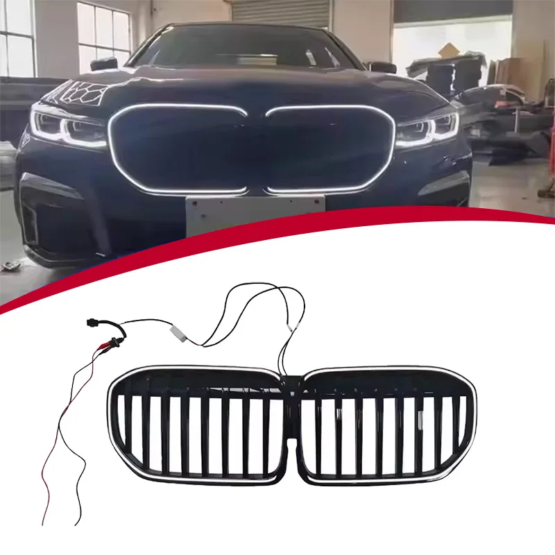 

G12 LED Car Grill for 2019+ BMW 7 Series G12 G11 LED Grille Replacement Glossy New Condition Black Single Line Auto Car Grills