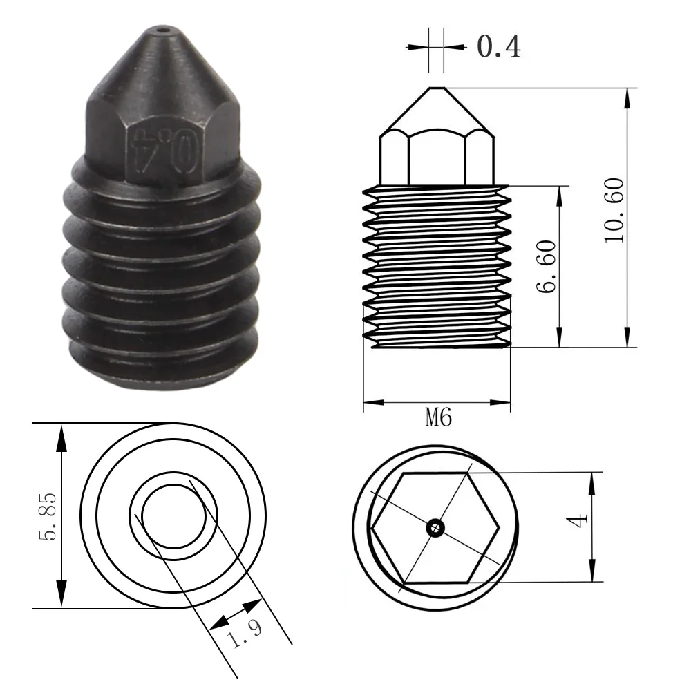 Cht bocal 0.4/0.6/0.8mm para bambu lab x1 p1p hotend, latão aço endurecido, alto fluxo, acessórios de impressora 3d