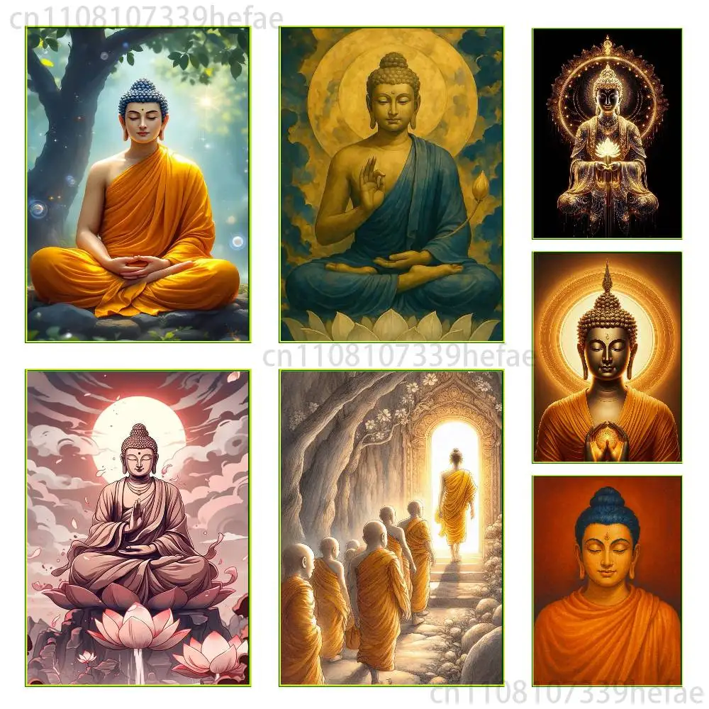 

Cartoon Belief Buddha Poster HD art sticky wall waterproof home living room bedroom bar aesthetic decoration