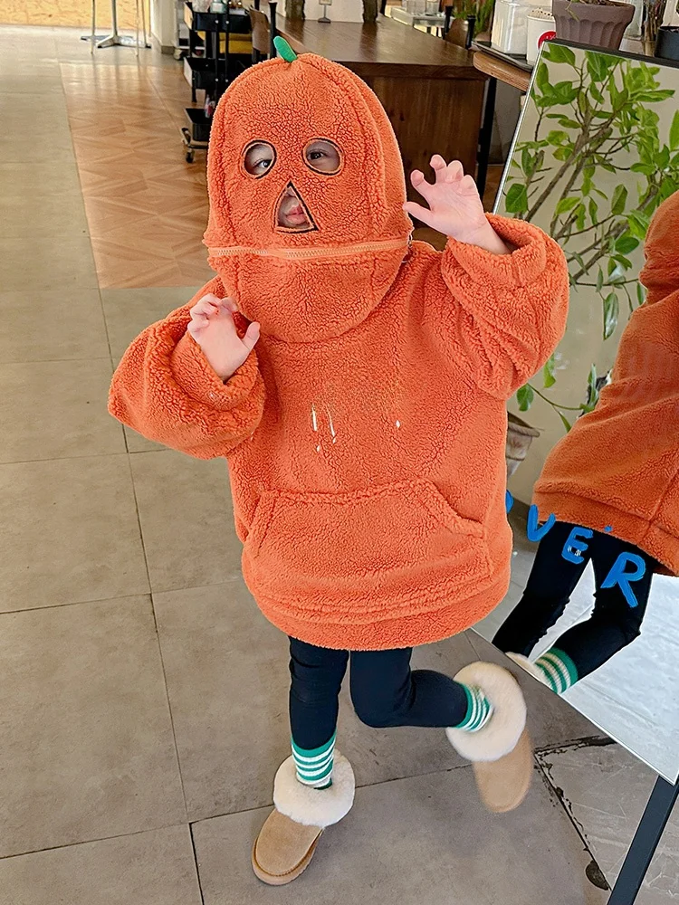 

Thiened Pumpkin Hoodie Sweatirt for Girls loween Sle Fce Lined Trendy Autumn Winter New Arrival Chinese Manufacturer