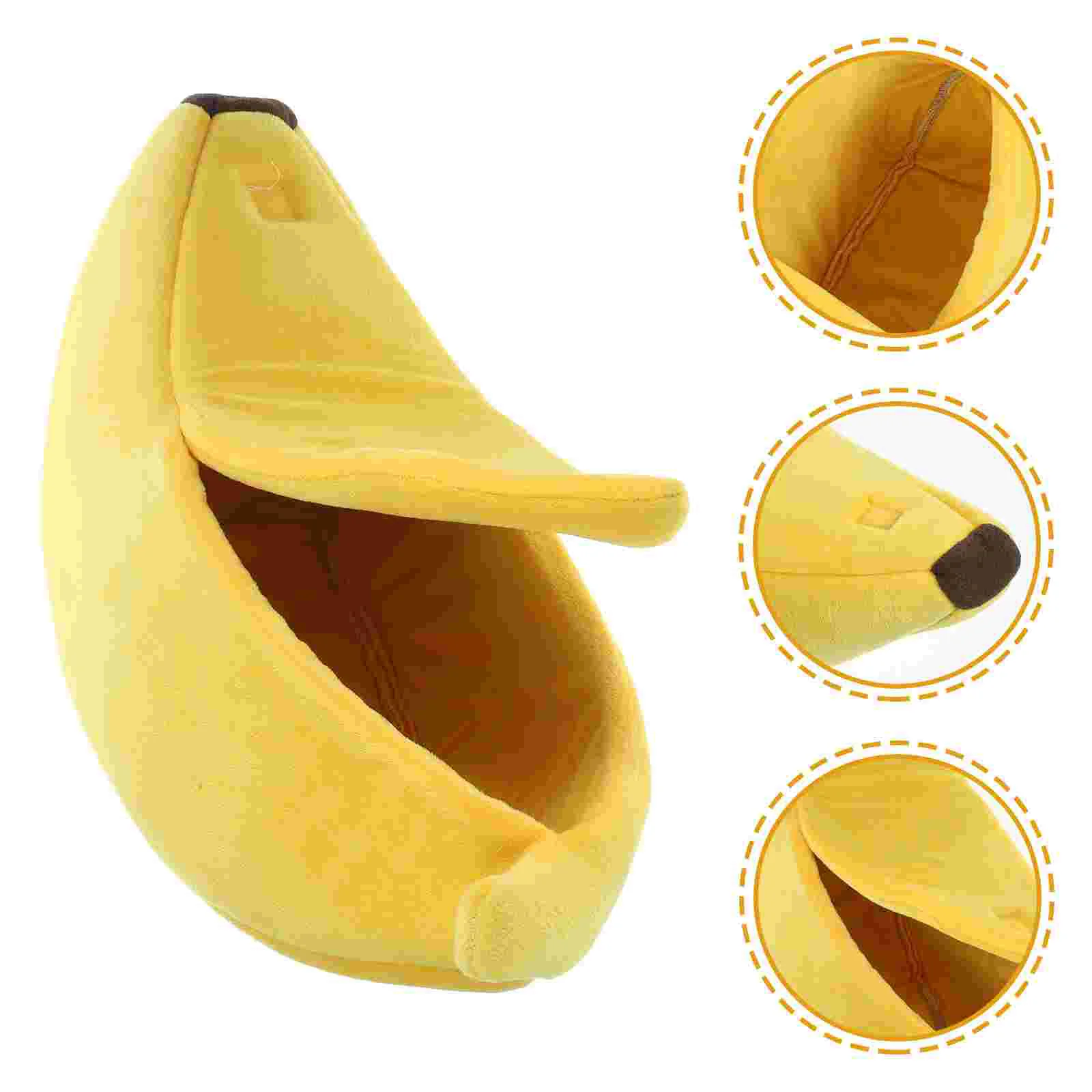 Detachable Banana Shaped Pet Cushion Dog Puppy Cat Warm Bed House Nest Size S (Yellow) Pet bed house Pet warm house