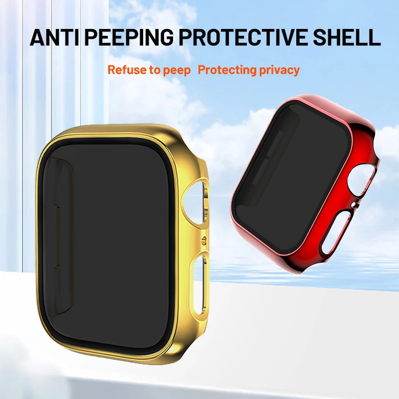 

Electroplating+cover suitable for Apple Watch anti peeping screen case 38mm 44mm 45mm 40mm 41mm hard PC hold out for iwatch 9867