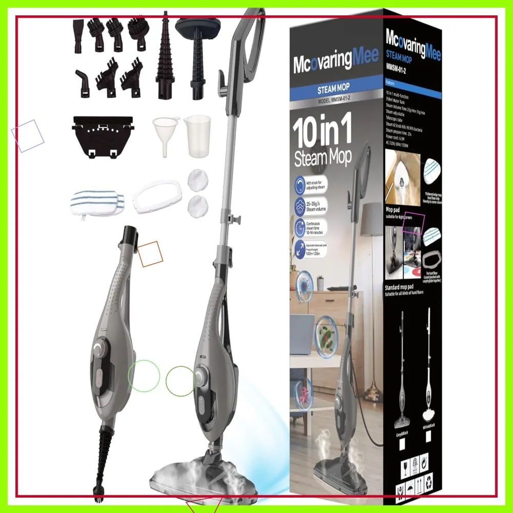 

1550W Steam Mop, 260°F Handheld Cleaner, 21.3ft Cord for Floors, Tiles, Grout