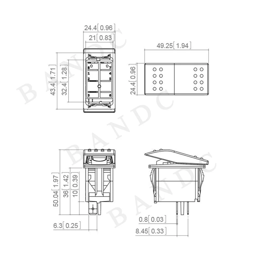 12/24V Marine Rocker Switch 2/3/6 Pin ON--OFF-ON Momentary Switch 3 Way Reverse Polarity Toggle Switch for Car Boat Dash Replace