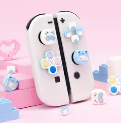 Cute Game Cat Silicone Soft D-pad Cross Button ABXY Key Sticker Skin Case For Switch Oled NS Joy-con Thumb Stick Grip Cap Cover