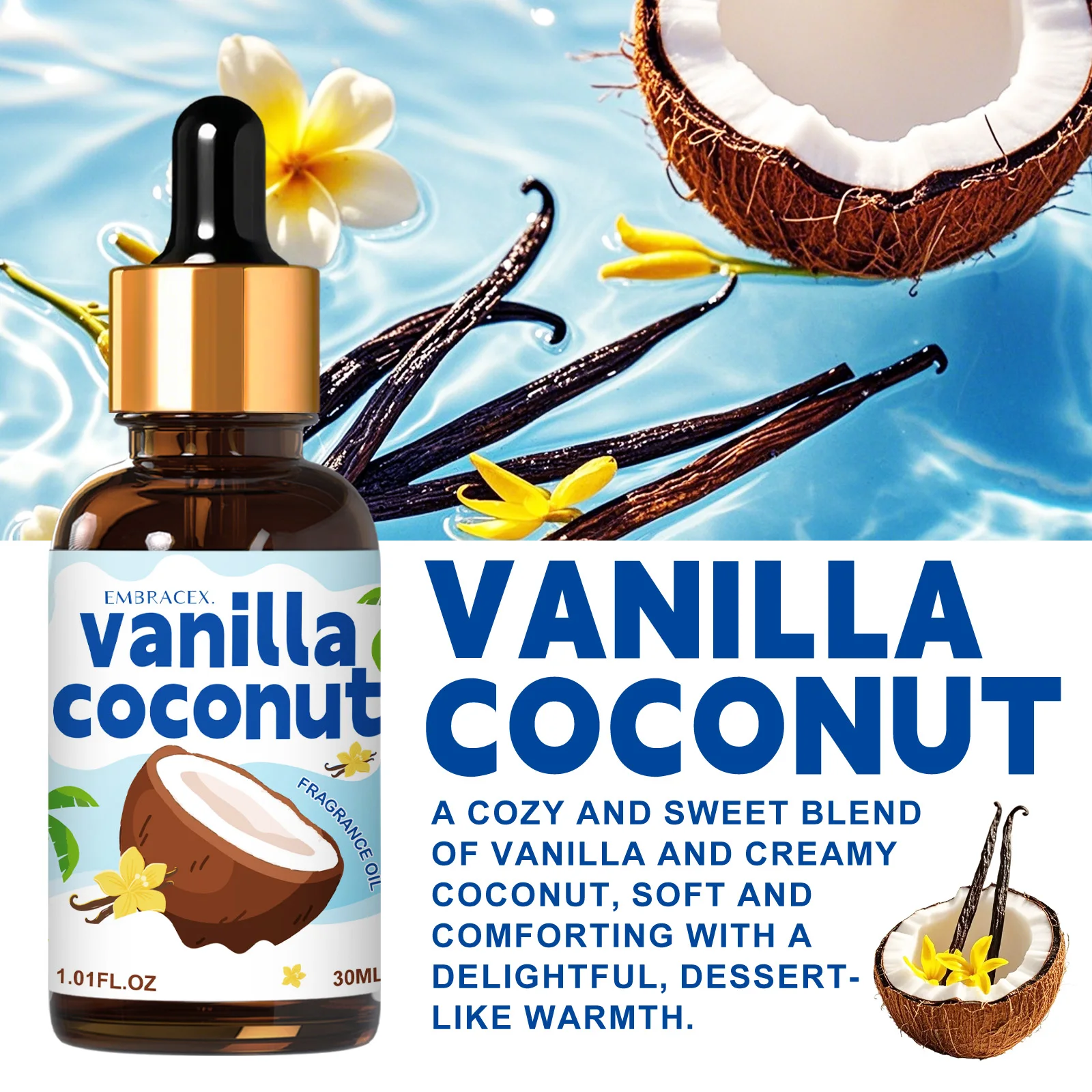 30ml Vanilla Coconut Essential Oil  Sweet Scent Fragrance Oil Reed Diffuser Candle Making Gift - view 3