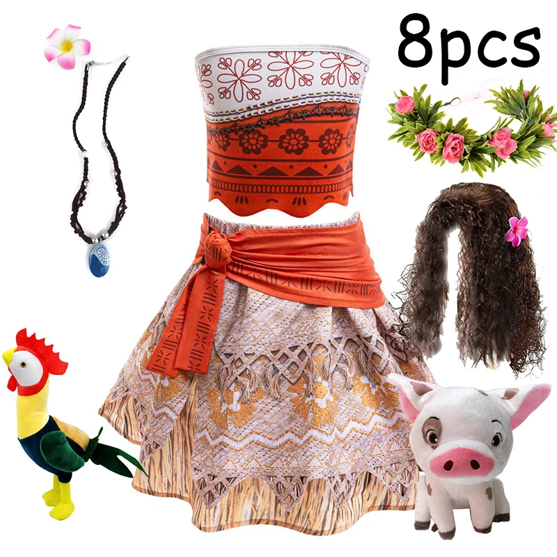 Moana 2 Dress Girls New Movie Role Play Vaiana Party Adventure Costume Girl Princess Fancy Clothes Children Chick Pigs Outfits