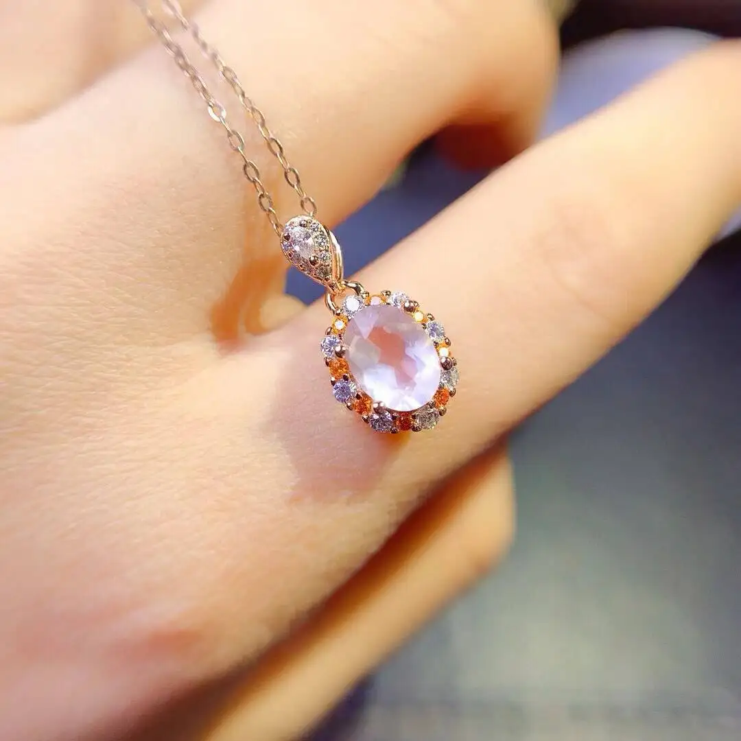 KJJEAXCMY Jewelry Natural Women's Rose Crystal Pendant 925 silver inlay Colorful and splendid Crystal pure fire flash explosion