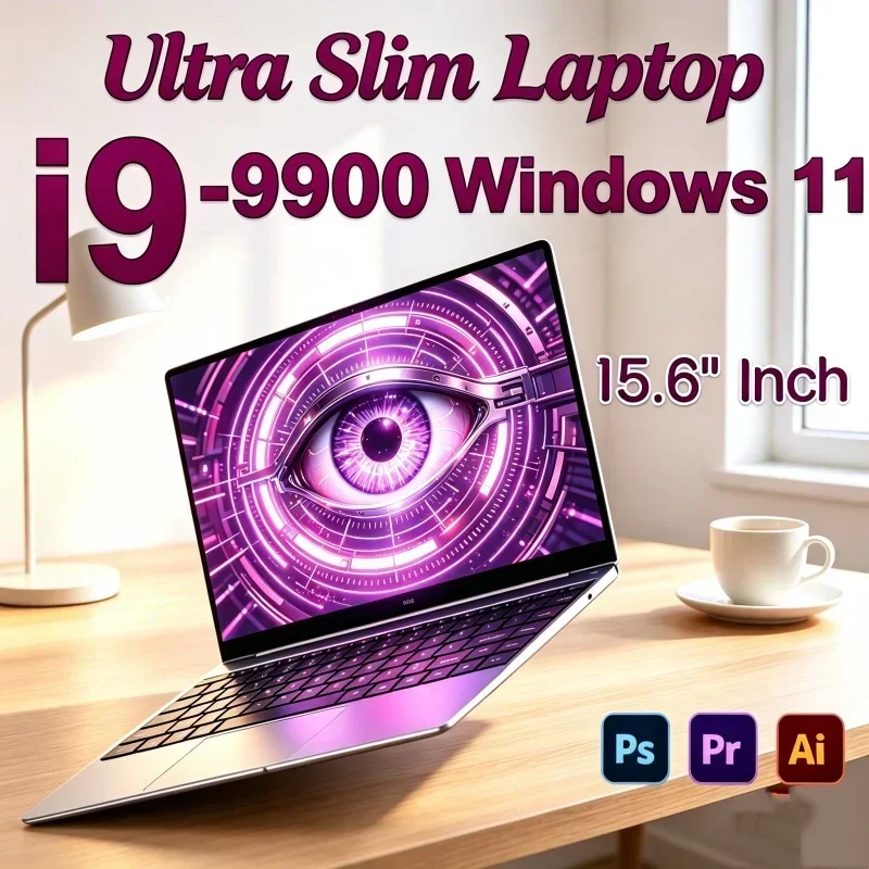 Smart 15.6 Inch Laptop Intel Core I9-9900 Windows 11 32GB DDR4 M.2 2TB SSD Ultrabook Computer