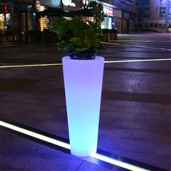 Round Shape aero pots illuminated LED tall big led glow flower pot solar garden lights outdoor floor lamp led flower planter