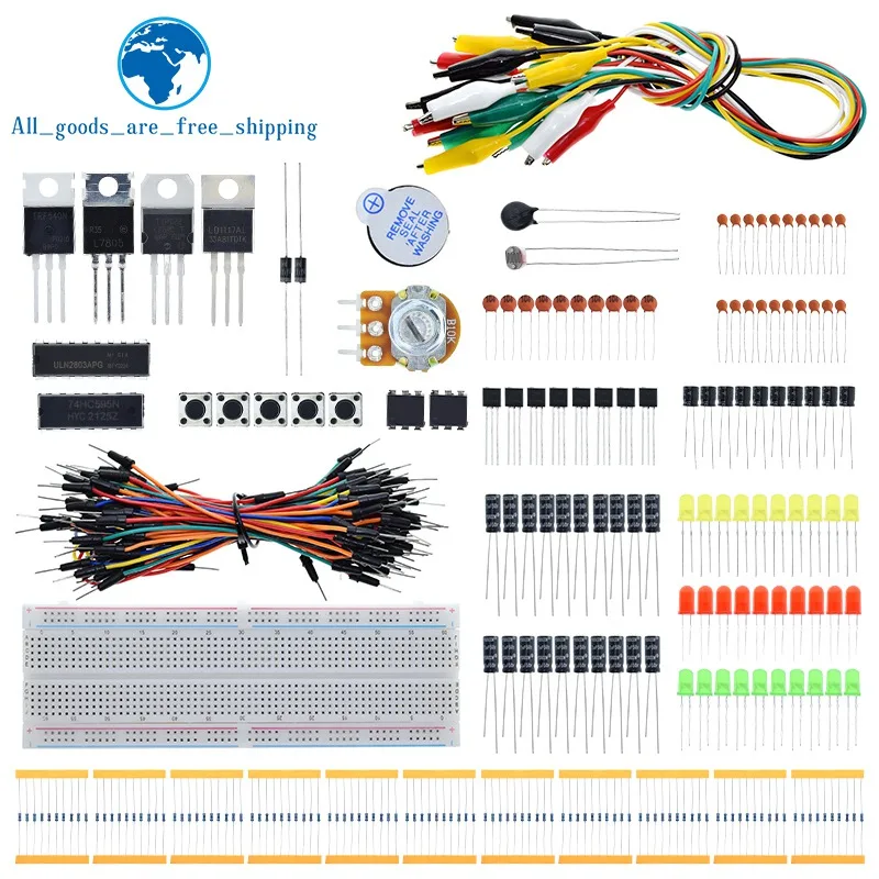 Imagem -06 - Kit Eletrônico Faça Você Mesmo Completo com Jumper Wire 830 Breadboard Fonte de Alimentação Capacitor Luz Led Básico Starter Arduino Nano Uno Mega