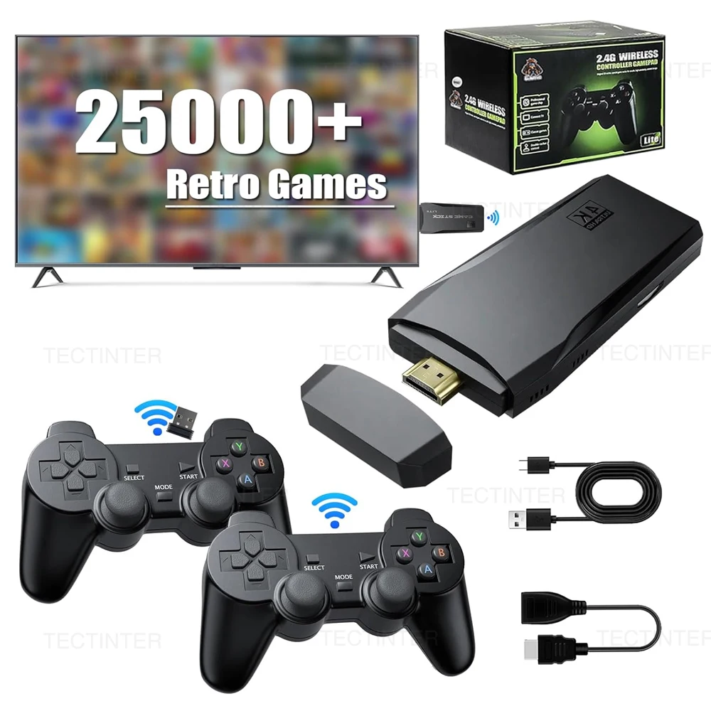 Consola de videojuegos M8 4K Game Stick TV 64G incorporada más de 20000 juegos controlador inalámbrico Gamepad Retro reproductor de juegos portátil para PS1