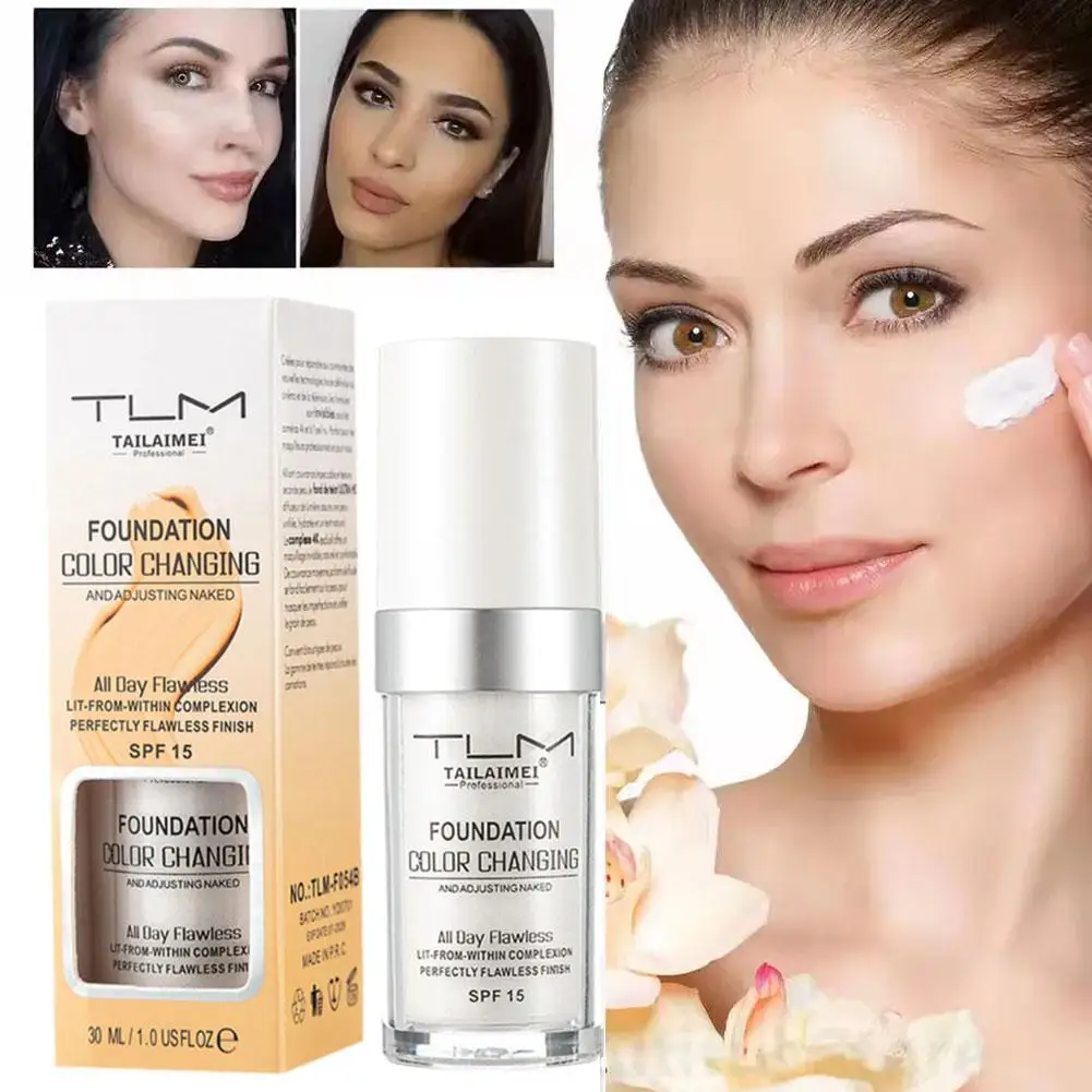 30ML Foundation Color Changing Makeup Base Nude Face Full Cover Matte Concealer Long Lasting Make Up Liquid Foundation Cream