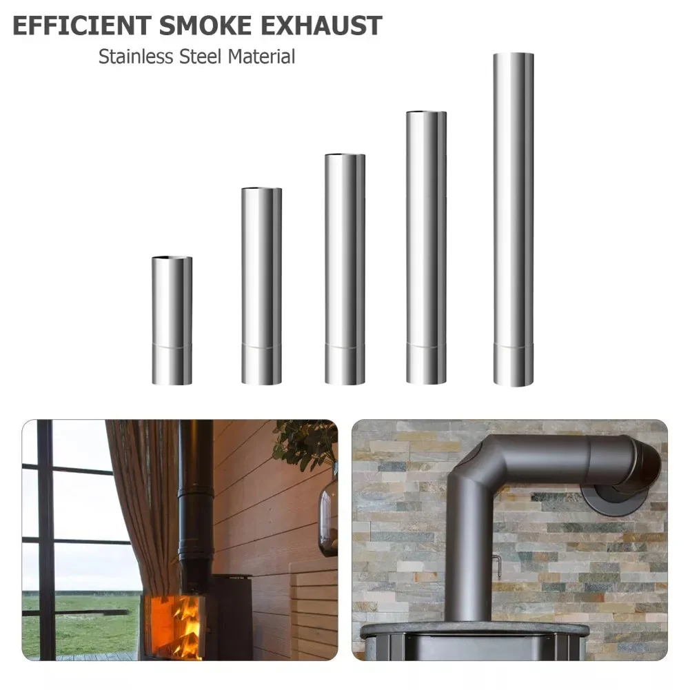 1pc Chimney Flue Liner Pipe Multi Fuel Stoves Pipe Stainless Steel For Outdoor Camping Wood Stoves Chimney 7cm 10cm