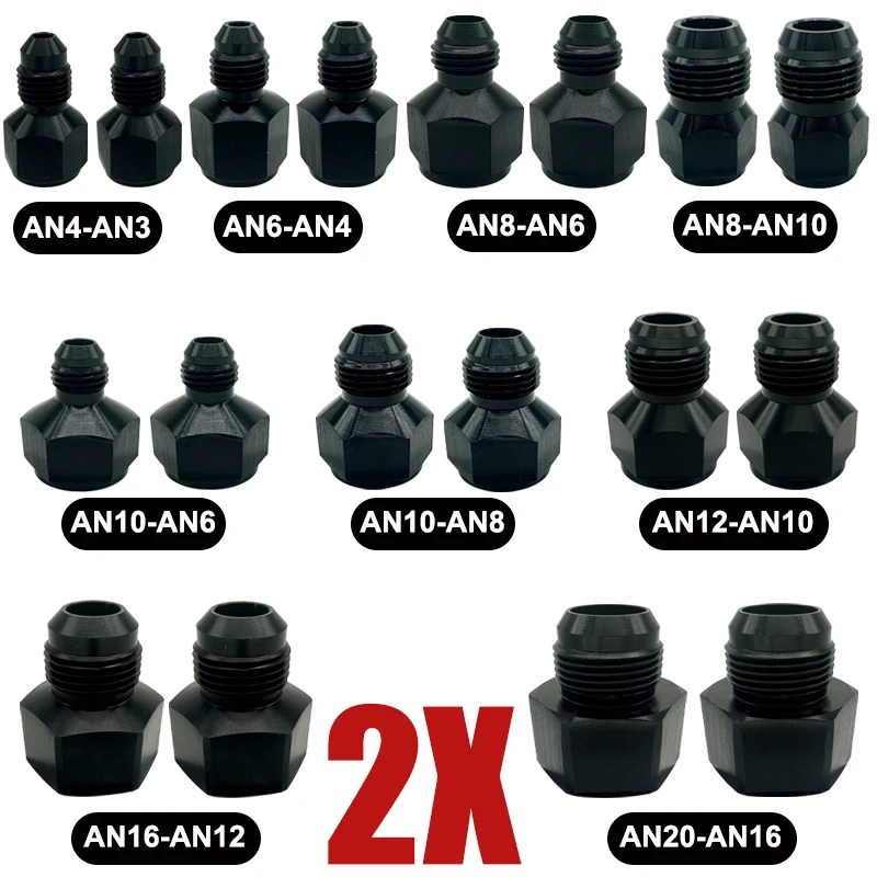2X AN3 AN4 AN6 AN8 AN10 AN12 AN16 AN20 adaptador hembra a macho reductor expansor conector enfriador de aceite manguera ajuste acampanado