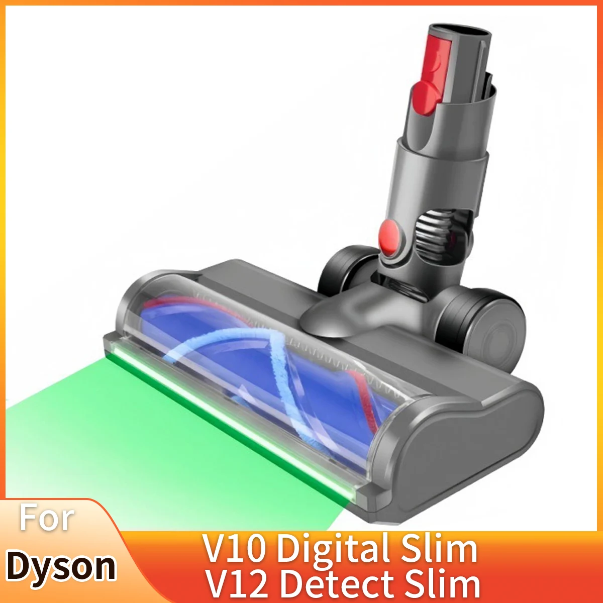 Tête de brosse Roller Clean pour aspirateur Dyson V10 Digital Slim et V12 Detect Slim avec lumières LED vertes, V10 Slim / V12 Slim