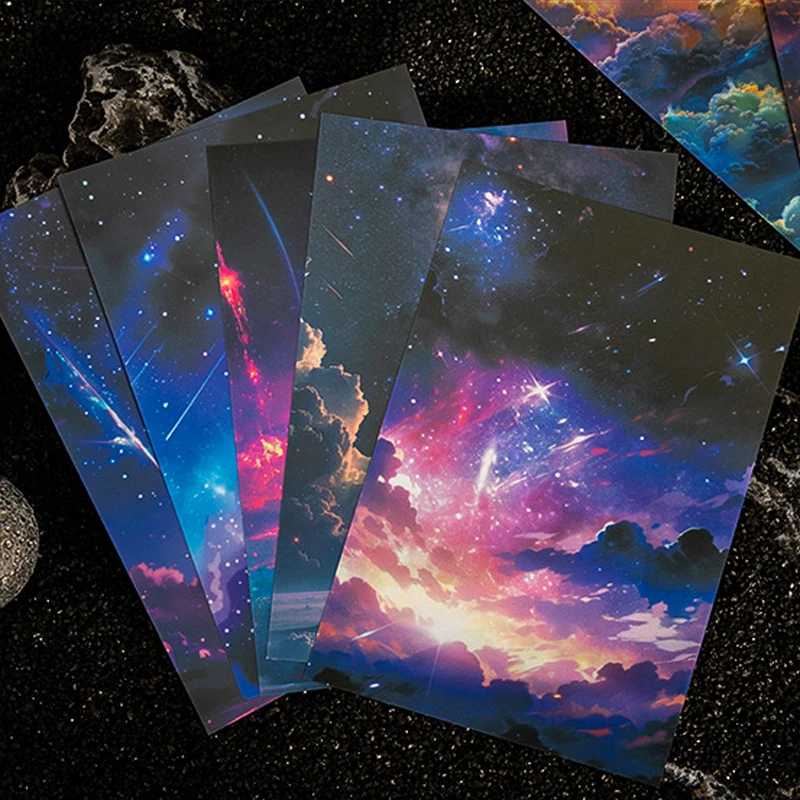 6Style 10Pcs/bag starry sky theme background material stickers creative material decorative DIY handbook scrapbook phone case