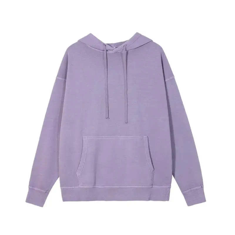 HELLOMARCEL US EU Size Luxury Streetwear Wax Dyed Vintage Retro Sweatshirt 380g Ribbed Sleeve Cuffed Washed Hoodie