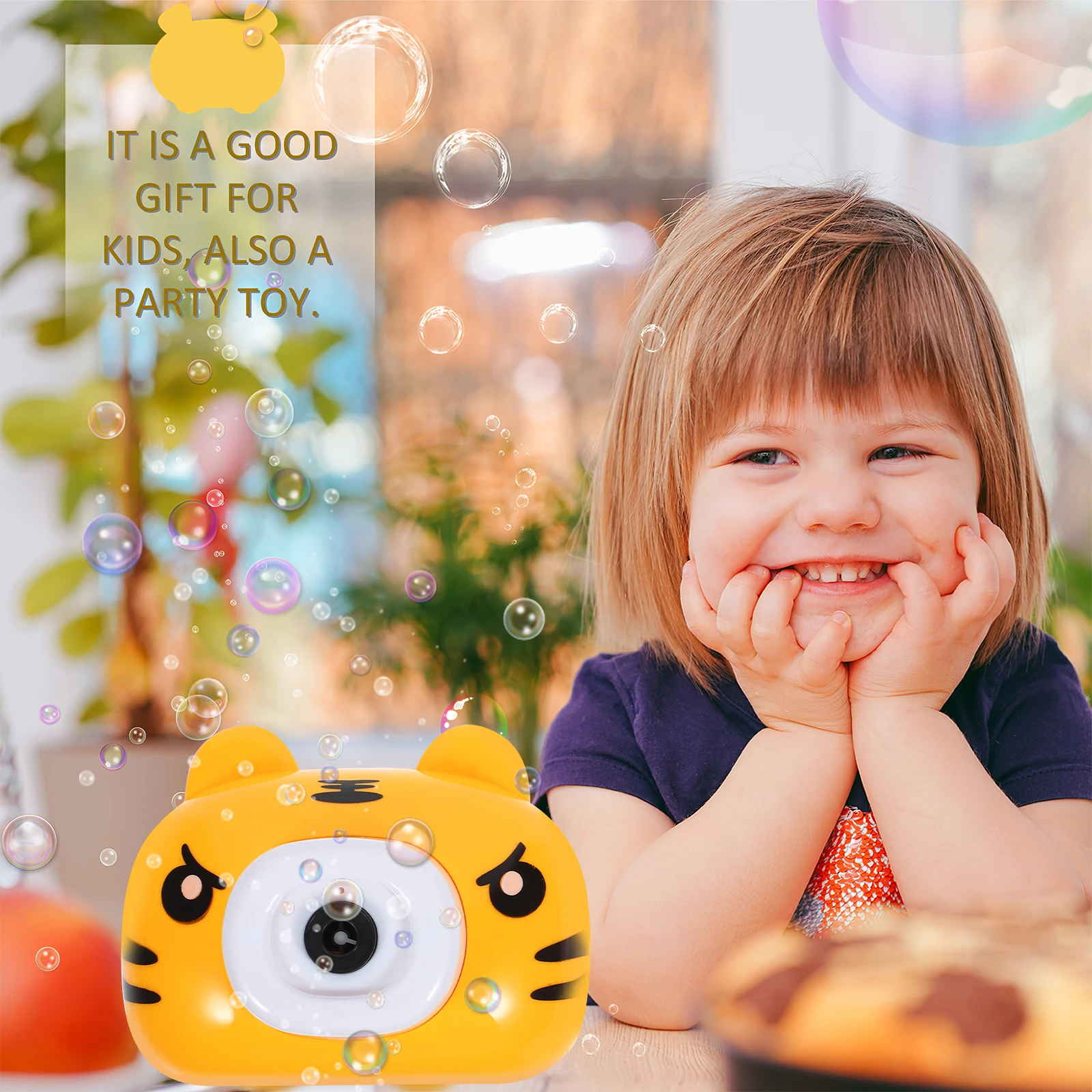子供のための軽音楽電気カメラ電気メーカー泡機能バブルメーカーカメラタイガーデザインおもちゃ屋外楽しい