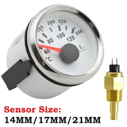 AD 40-120℃ Water Temp Gauge with Temperature Sensor 52mm Meter Vehicle Indicator Red Backlight For Car Truck Boat Motorcycles