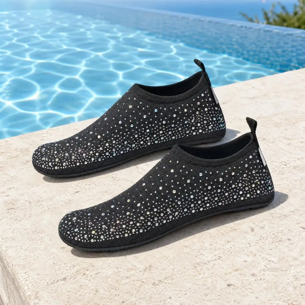River Tracing Shoes Damen Barfuß-Wasserschuhe, Strass-Mesh-Slipper, atmungsaktive, schnell trocknende Sockenschuhe für Strandbootsport