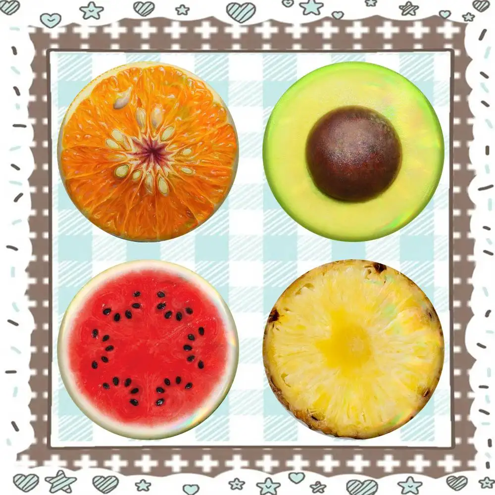 Cute Funny Fruit Cross Section Badge Tinplate Meme Round Brooch For Hat Bag Creative Lapel Jewelry Accessories Gifts