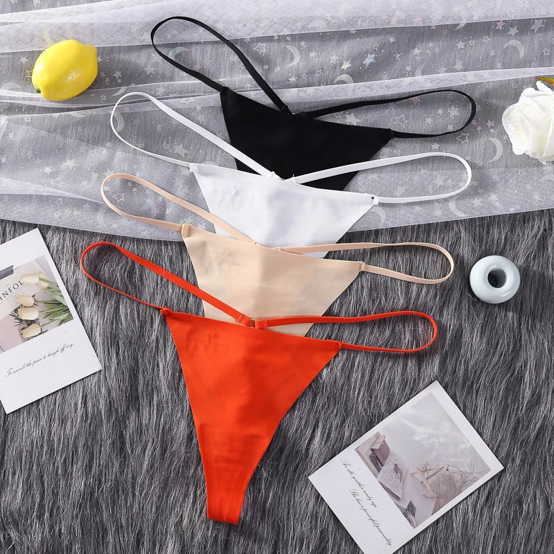 

Комплект из 4 женских стрингов из ледяного шелка, удобные трусы с сексуальными ремешками