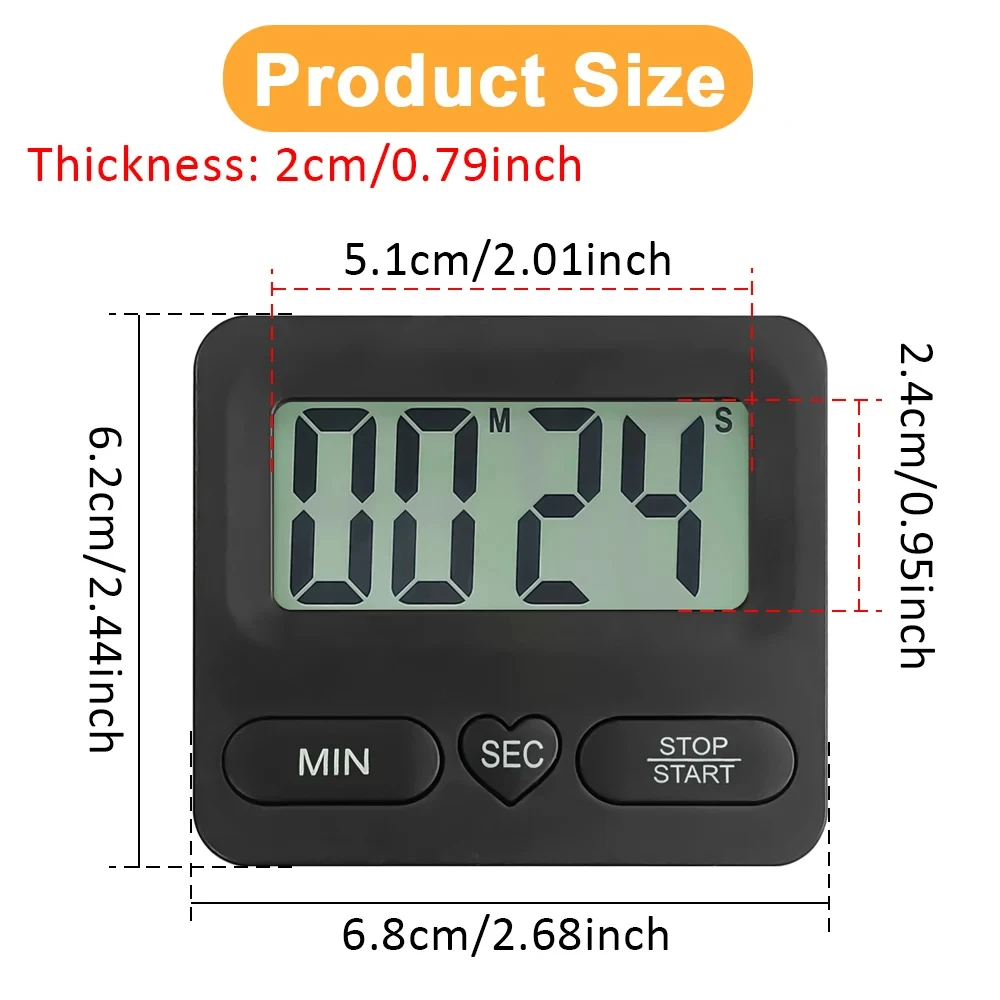 Digital Display Cooking Kitchen Timer LCD Display Electronic Timer Positive Negative Baking Timer Reminder Timing Big Loud Alarm